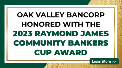 Oak Valley Honored with the 2023 Raymond James Community Bankers Cup Award